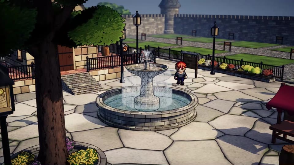 A traveller by the fountain in Starhollow's square